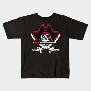 Cool Pirate Head Skull Captain Swords Crossed Kids T-Shirt